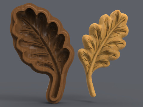 Acorn Tree Leaf Cookie Stamp 3D प्रिंट मॉडल