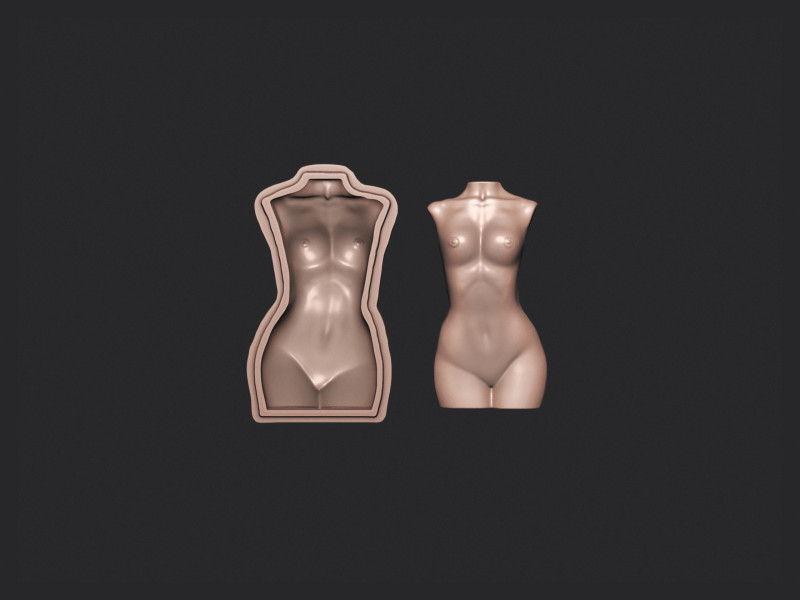 Female Torso Cookie Stamp 3D 打印模型 .c4d .max .obj .3ds .fbx .stl .blend