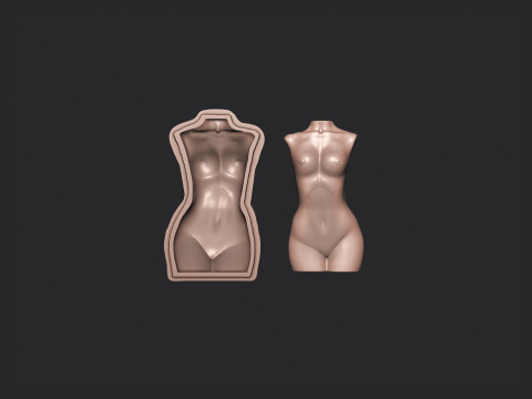 Female Torso Cookie Stamp 3D Druckmodell