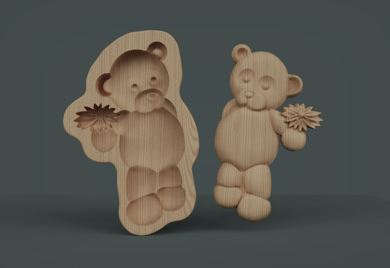 Bear Cookie Stamp 3Dプリントモデル .c4d .max .obj .3ds .fbx .stl .blend 