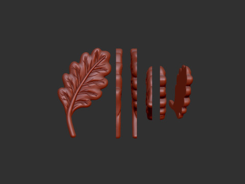 Acorn Tree Leaf 3D Print Model