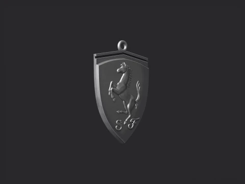 Ferrari Prancing Horse Logo Pendant for CNC 3D Print STL 3D Print Model