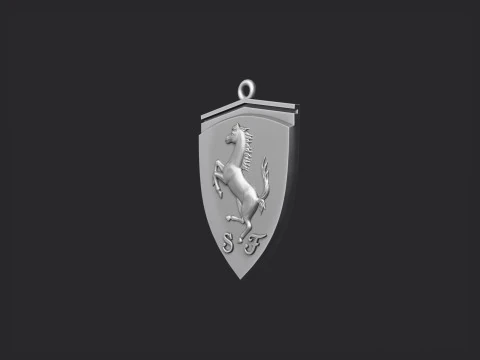 Ferrari Prancing Horse Logo Pendant for CNC 3D Print STL 3D Print Model