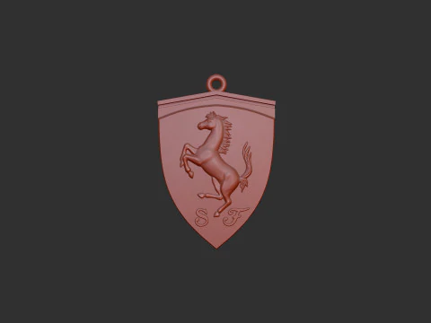 Ferrari Prancing Horse Logo Pendant for CNC 3D Print STL 3D Print Model