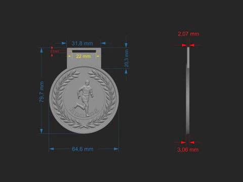 Men Running Award Medals 3D Print Model