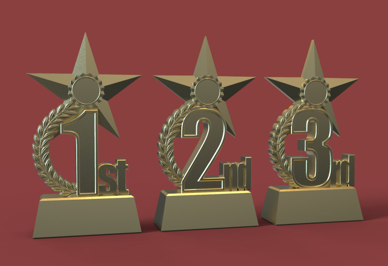 Award Trophy 1st 2nd 3rd 3D Принт Модель .c4d .max .obj .3ds .fbx .stl .blend 