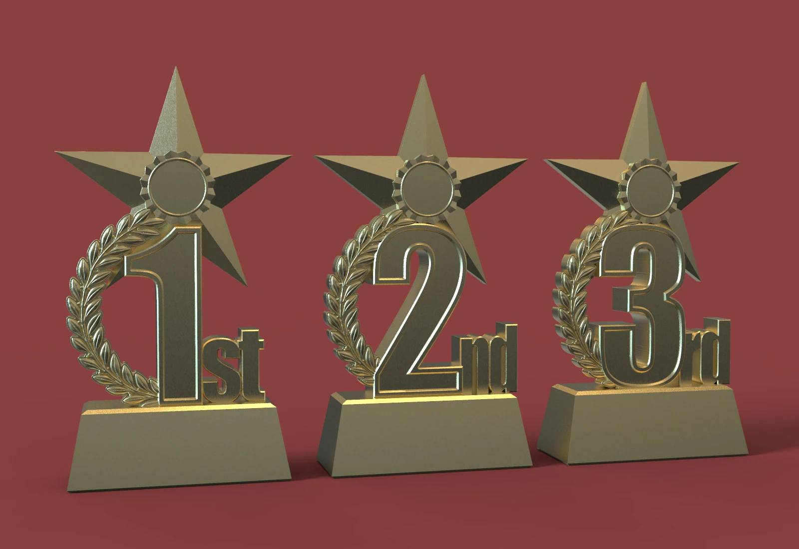 Award Trophy 1st 2nd 3rd 3D Print Model .c4d .max .obj .3ds .fbx .stl .blend 