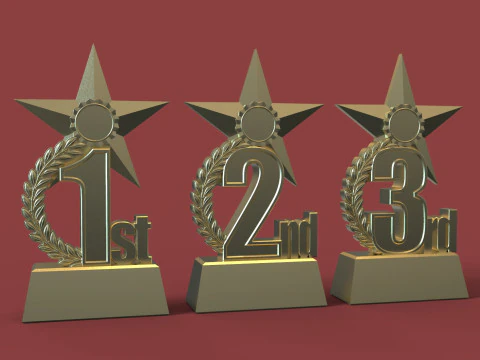 Auszeichnung Troph&auml;e 1. 2. 3 3D Druckmodell