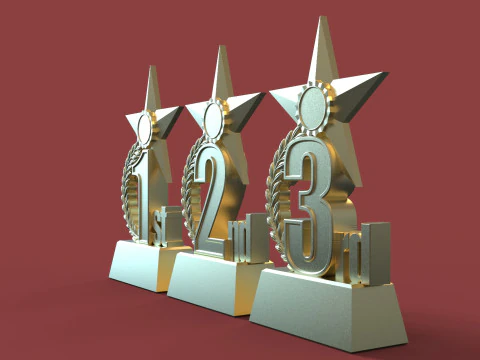 Award Trophy 1st 2nd 3rd 3D Print Model