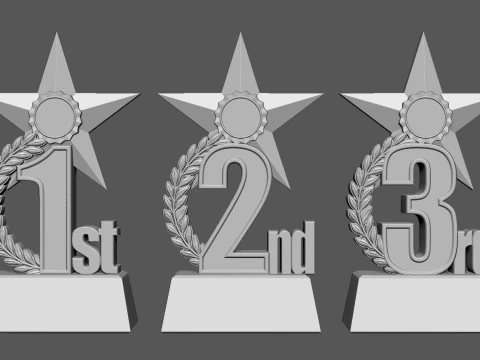 Award Trophy 1st 2nd 3rd 3D Print Model