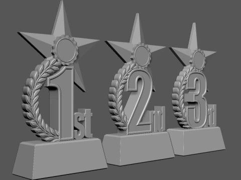 Award Trophy 1st 2nd 3rd 3D Print Model