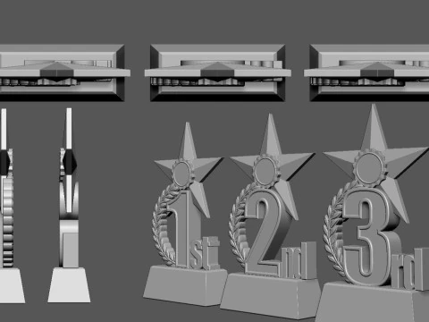 Award Trophy 1st 2nd 3rd 3D Print Model
