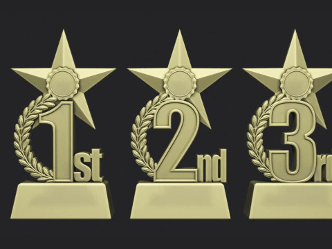 Award Trophy 1st 2nd 3rd 3D Print Model