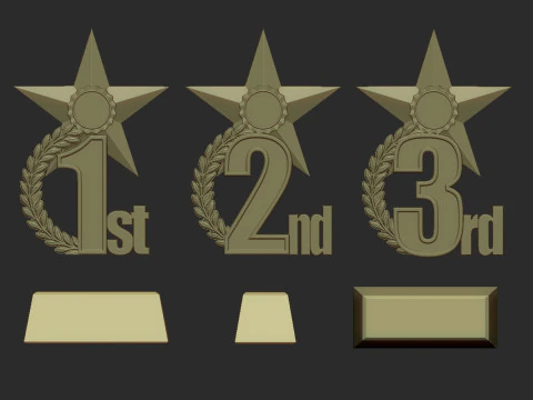 Award Trophy 1st 2nd 3rd 3D Print Model