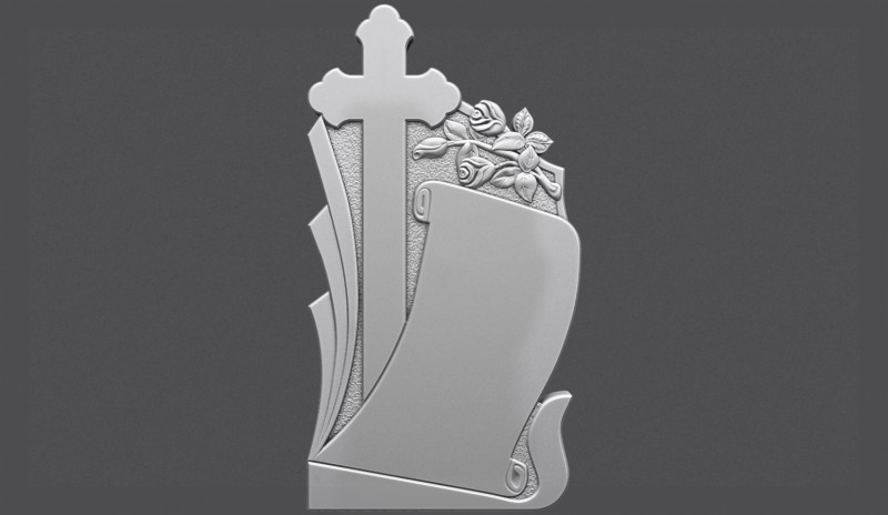 Memorial Tombstone with roses for cnc 3D Print Model .c4d .max .obj .3ds .fbx .stl .blend