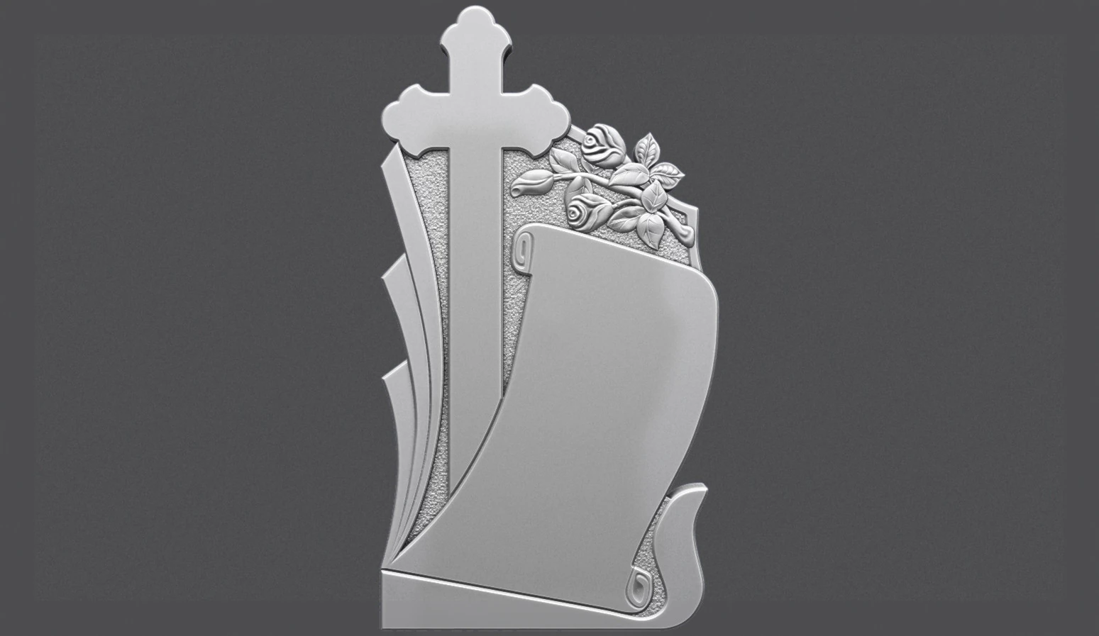 Memorial Tombstone with roses for cnc 3D Print Model .c4d .max .obj .3ds .fbx .stl .blend 