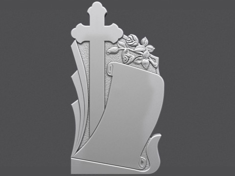 Memorial Tombstone with roses for cnc 3D Druckmodell