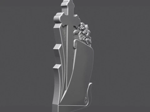 Memorial Tombstone with roses for cnc 3D Print Model