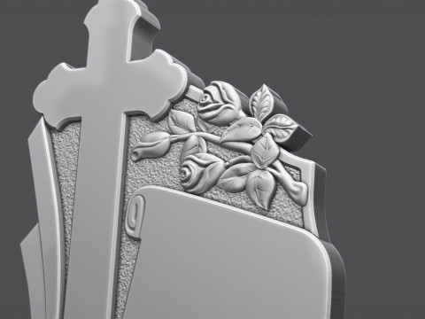 Memorial Tombstone with roses for cnc 3D Print Model