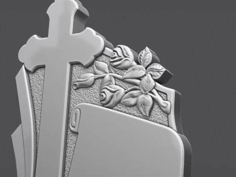 Memorial Tombstone with roses for cnc 3D Print Model