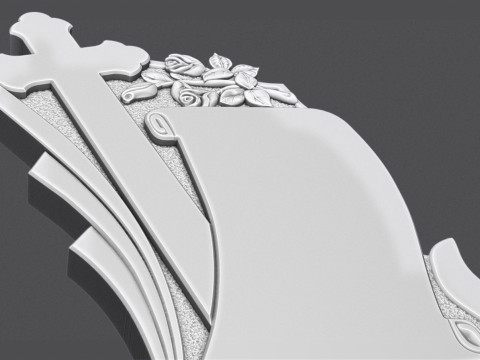 Memorial Tombstone with roses for cnc 3D Print Model