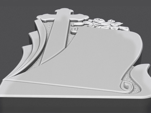 Memorial Tombstone with roses for cnc 3D Print Model