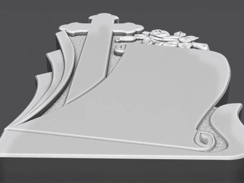 Memorial Tombstone with roses for cnc 3D Print Model
