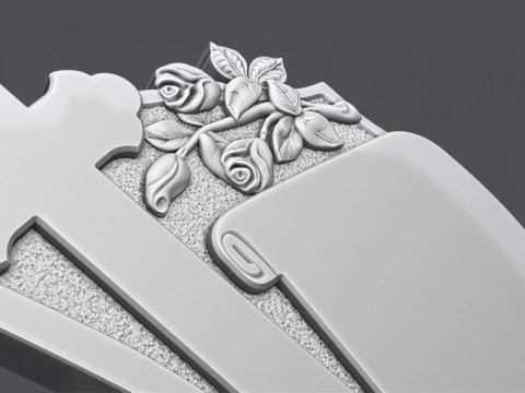 Memorial Tombstone with roses for cnc 3D Print Model