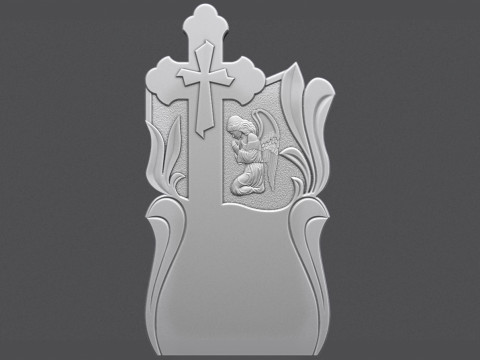 Memorial Tombstone with Cross for cnc 3Dプリントモデル