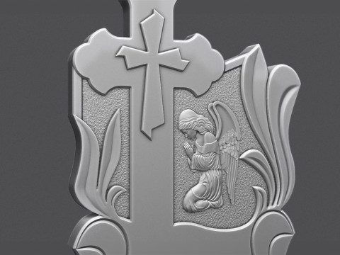 Memorial Tombstone with Cross for cnc Model do druku 3D