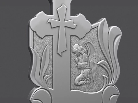 Memorial Tombstone with Cross for cnc 3D Print Model
