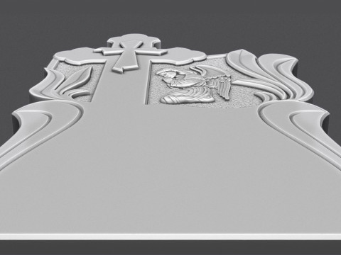 Memorial Tombstone with Cross for cnc Model do druku 3D