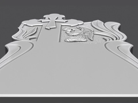 Memorial Tombstone with Cross for cnc 3D Print Model