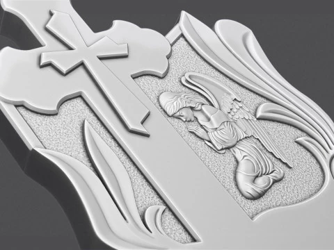 Memorial Tombstone with Cross for cnc 3D Print Model