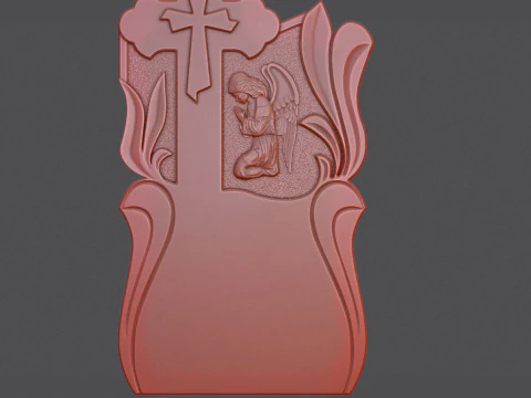Memorial Tombstone with Cross for cnc 3D Print Model
