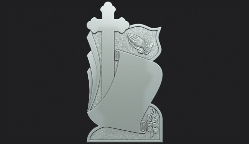 Memorial Tombstone with Cross for cnc Carving Modèles 3D en vedette .c4d .max .obj .3ds .fbx .stl .blend
