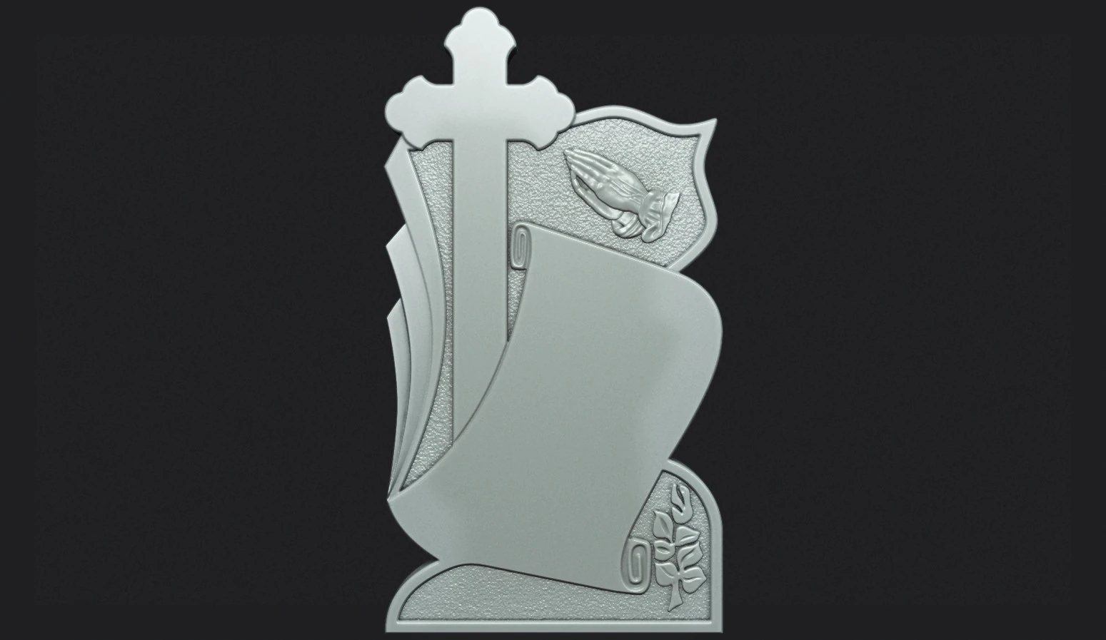 Memorial Tombstone with Cross for cnc Carving 3D Print Model .c4d .max .obj .3ds .fbx .stl .blend