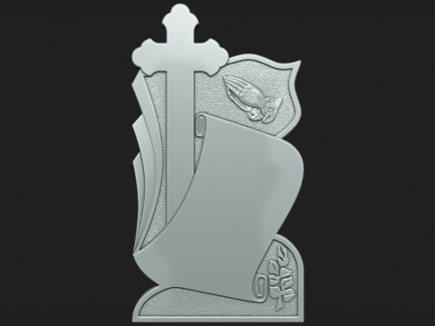 Memorial Tombstone with Cross for cnc Carving 3D 프린트 모델