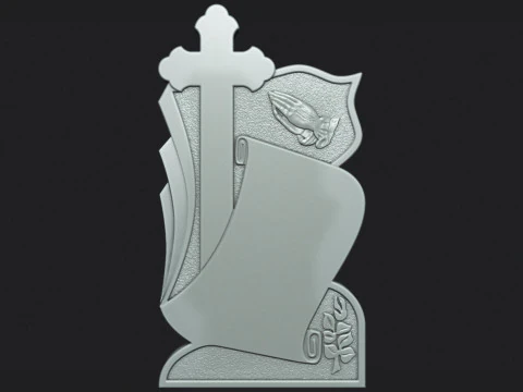 Memorial Tombstone with Cross for cnc Carving 3D Print Model