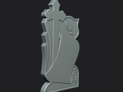 Memorial Tombstone with Cross for cnc Carving Modèles 3D en vedette