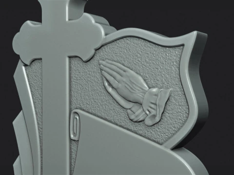 Memorial Tombstone with Cross for cnc Carving 3D Print Model