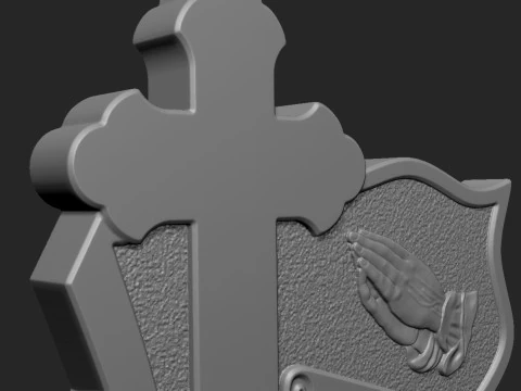 Memorial Tombstone with Cross for cnc Carving 3D Print Model