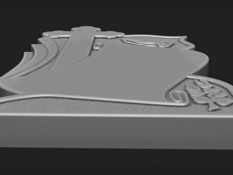 Memorial Tombstone with Cross for cnc Carving 3D Print Model