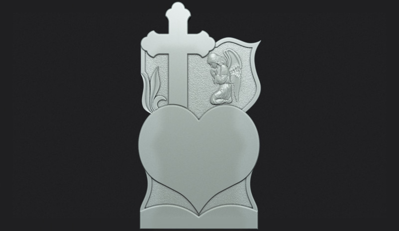 Memorial Tombstone with Angel for cnc Carving 3D Print Model .c4d .max .obj .3ds .fbx .stl .blend