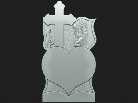 Memorial Tombstone with Angel for cnc Carving Modello di stampa 3D