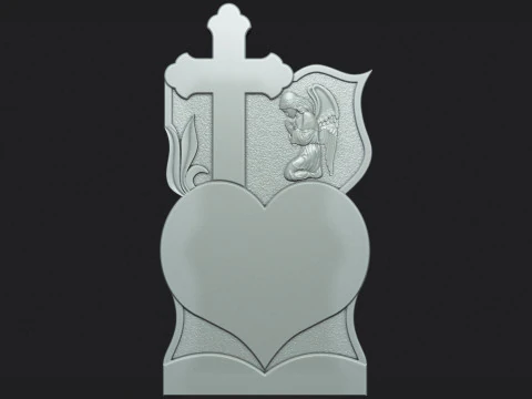 CNC 조각을 위한 천사가 있는 기념 묘비 3D 프린트 모델