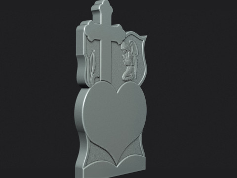 Memorial Tombstone with Angel for cnc Carving 3D Print Model