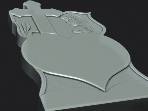 Memorial Tombstone with Angel for cnc Carving 3D Print Model