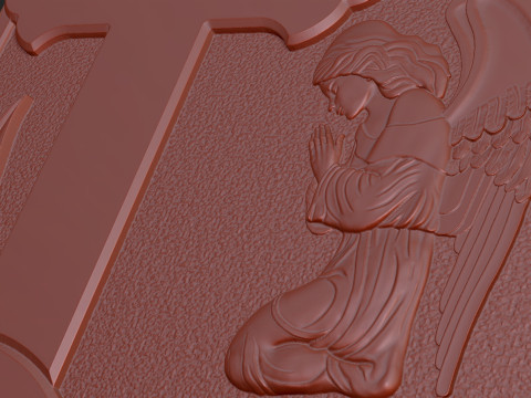 Memorial Tombstone with Angel for cnc Carving 3D Print Model
