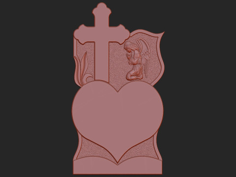 Memorial Tombstone with Angel for cnc Carving 3D Print Model